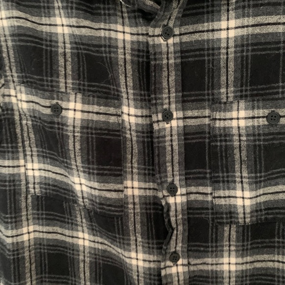 Native youth plaid button down black grey small - Picture 5 of 9